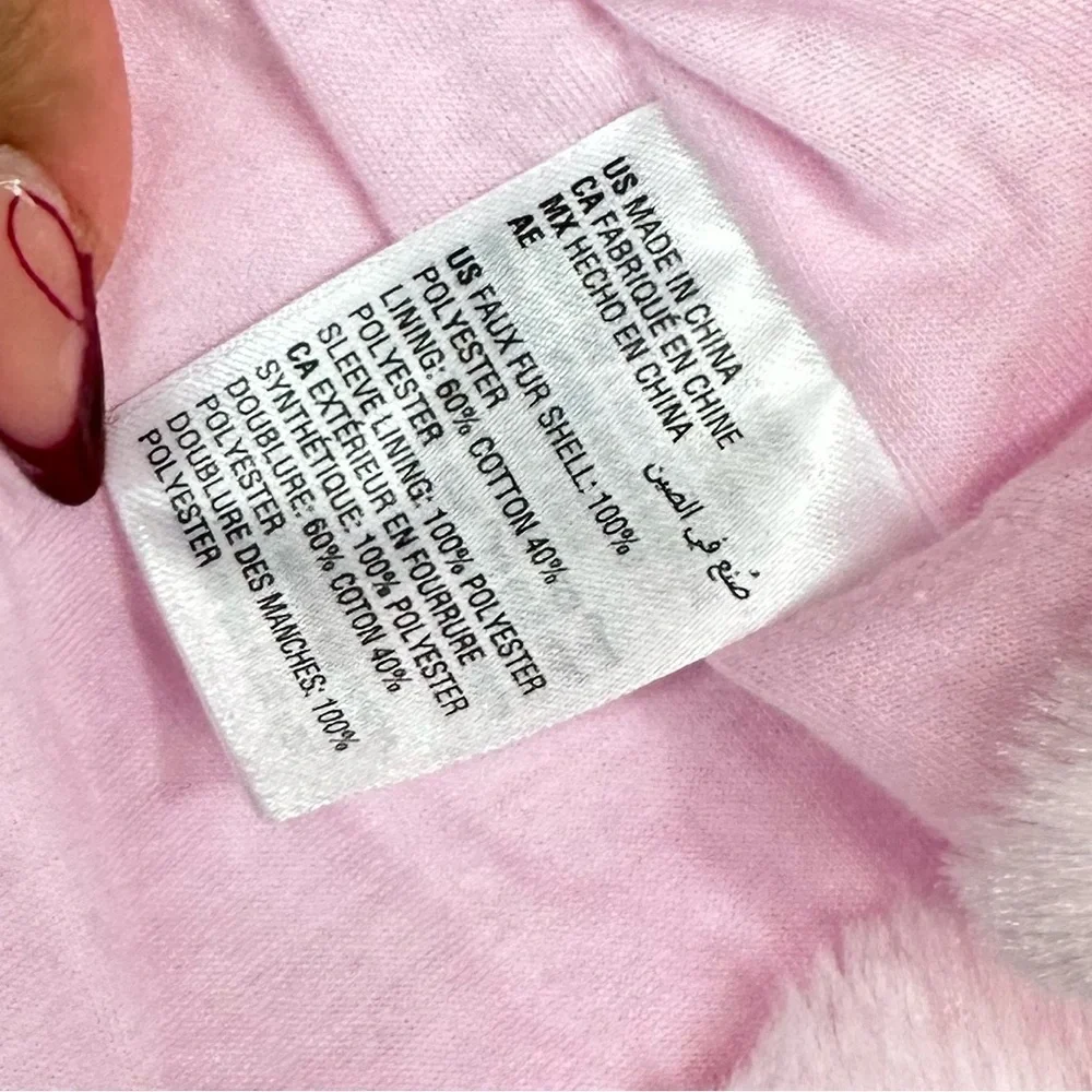 Wanderling baby pink faux fur heart print button up hooded jacket size 12M